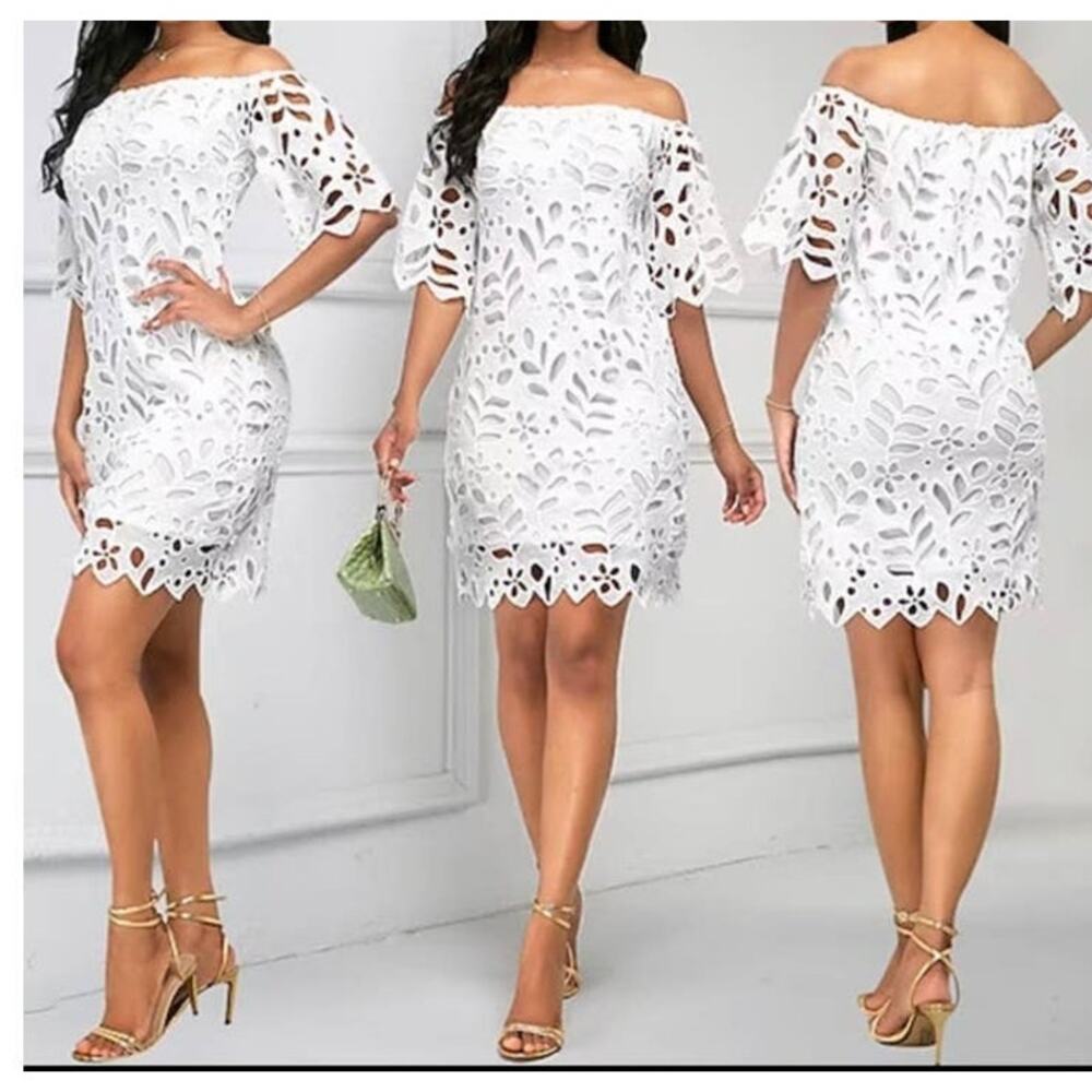 NWT PRETTYGARDEN Off Shoulder Vintage Floral Lace Flare dress size small